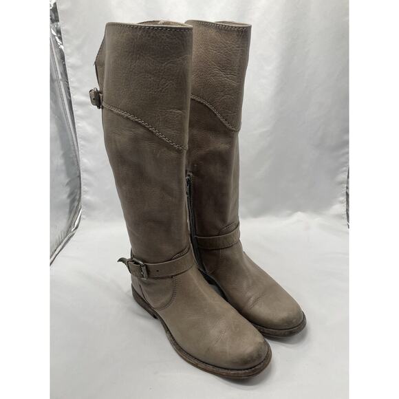Frye Phillip Leather Riding Boots Women 6.5 B Gray Half Side Zip 3476844 - Picture 2 of 10